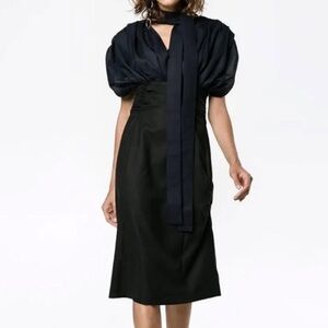 Jacquemus Black & Navy Wool La Robe Madame Midi Dress Sz FR40